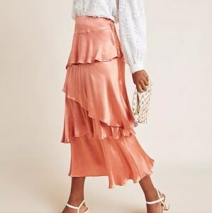 Anthropologie Coral Ruffle Skirt